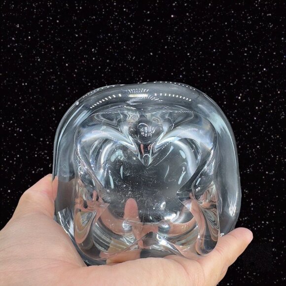 Magnor Norway Clear Glass Bowl Scandinavian Clear Abstract Bowl Dish Centerpiece - Picture 8 of 10